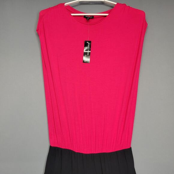 Joan Vass Dress Womens Medium Pink Black Sleeveless Colorblock Casual Stretch - Picture 4 of 11